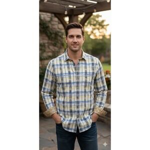 Robert Graham Embroidered Paisley Colorful Long Sleeve Shirt Men's XL Flip Cuff